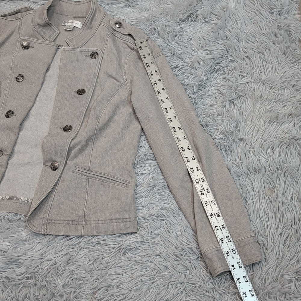 Christopher & Banks Jacket Womens S Gray Denim Open Front Casual Comfort Pockets - Picture 5 of 10